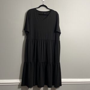 Esmara Black Tiered Dress Women's Size 16/18 Short Sleeve Loose Fit Casual